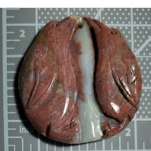 Hand Carved Natural Stone 2 Birds Pendant Bead Love Birds